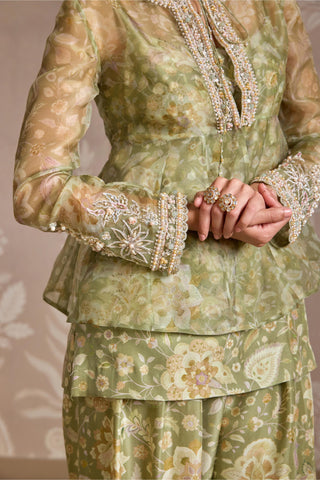 Green folds kurta set