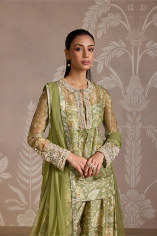 Green folds kurta set