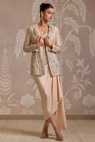 Gold folds jacket with skirt