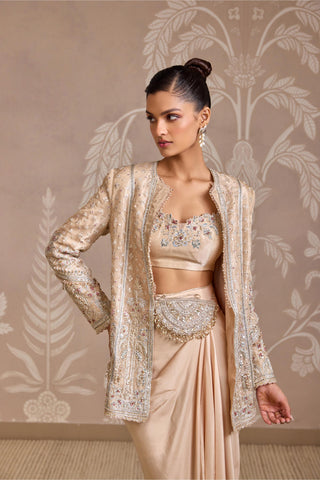 Gold folds jacket with skirt