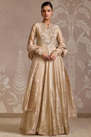 Gold folds anarkali set
