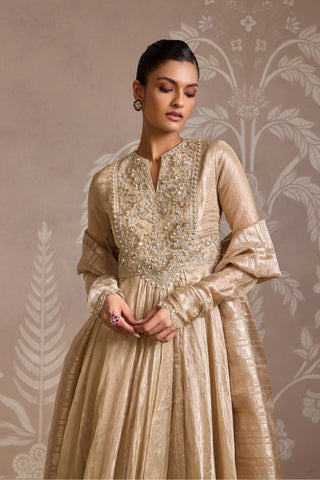 Gold folds anarkali set