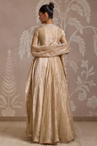 Gold folds anarkali set