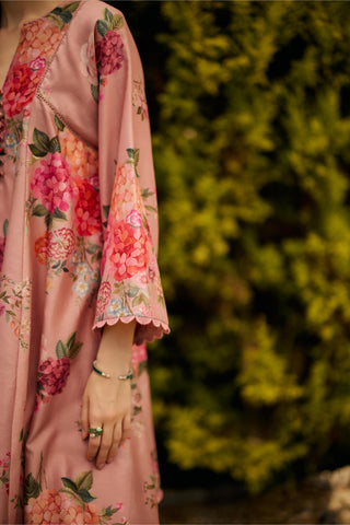 Kurta Set Indian Wedding - Pink Dusky Floral Print by Ridhi Mehra