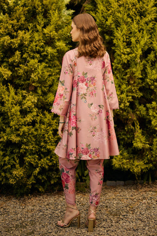 Kurta Set Indian Wedding - Pink Dusky Floral Print by Ridhi Mehra