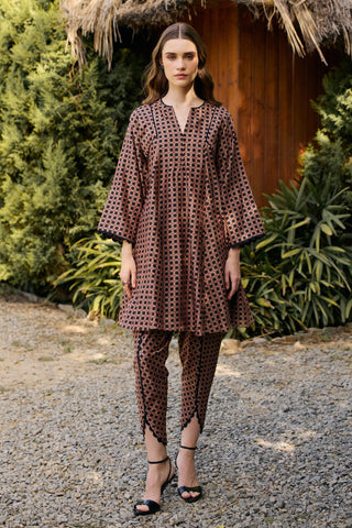 Kurta Set Indian Wedding - Black Geometric Print by Ridhi Mehra