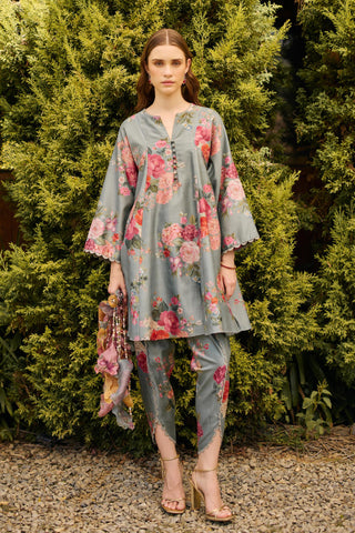Kurta Set Indian Wedding - Blue Floral Flared by Ridhi Mehra