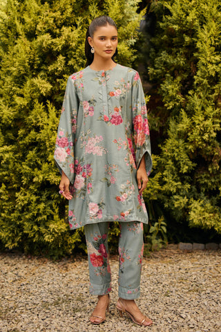 Kurta Set Indian Wedding - Green Floral Print by Ridhi Mehra