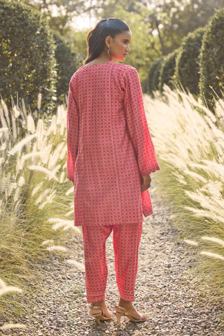 Kurta Set Indian Wedding - Pink Geometric Print by Ridhi Mehra