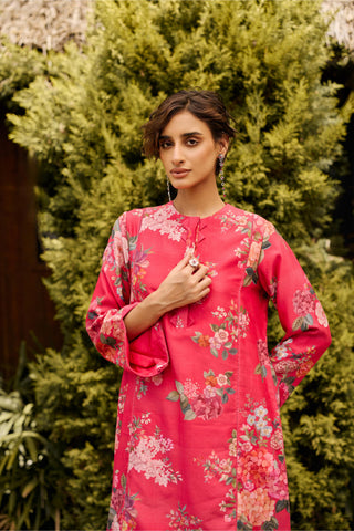 Kurta Set Indian Wedding - Pink Floral Print by Ridhi Mehra
