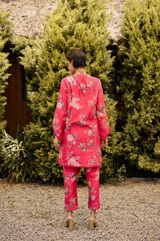 Kurta Set Indian Wedding - Pink Floral Print by Ridhi Mehra