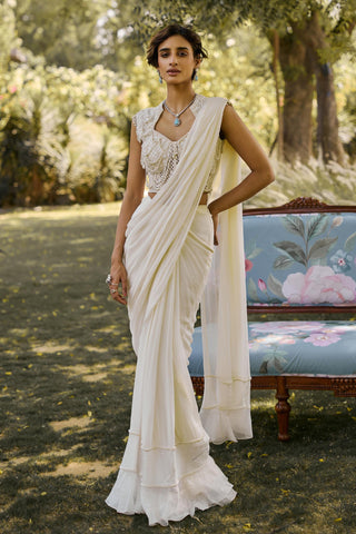 Saree Set Indian Wedding - Ivory Eternal by Ridhi Mehra