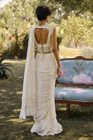 Saree Set Indian Wedding - Ivory Eternal by Ridhi Mehra