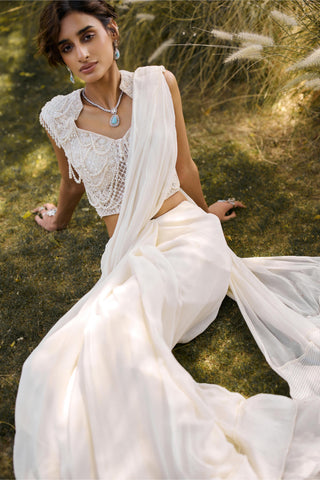Saree Set Indian Wedding - Ivory Eternal by Ridhi Mehra