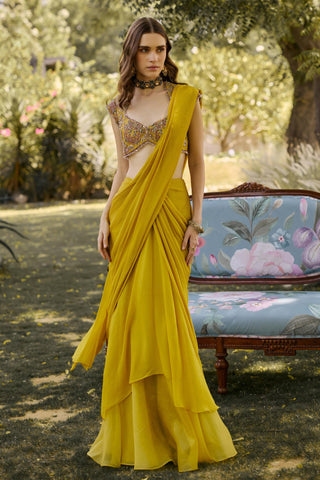Saree Set Indian Wedding - Yellow Saga by Ridhi Mehra
