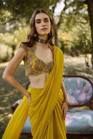 Saree Set Indian Wedding - Yellow Saga by Ridhi Mehra