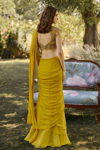 Saree Set Indian Wedding - Yellow Saga by Ridhi Mehra