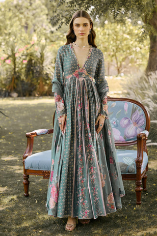 Anarkali Set Indian Wedding - Green Camellia by Ridhi Mehra