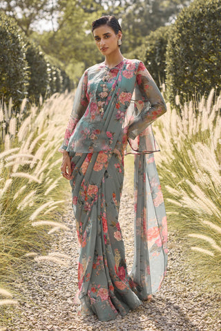 Saree Set Indian Wedding - Green Willow by Ridhi Mehra