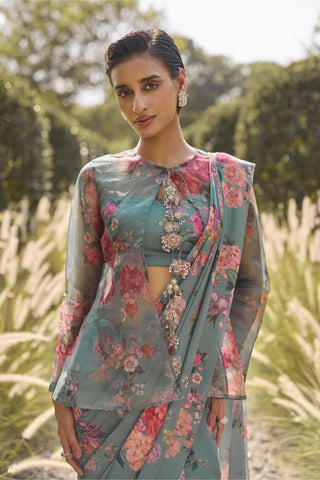 Saree Set Indian Wedding - Green Willow by Ridhi Mehra