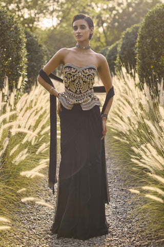 Saree Set Indian Wedding - Black Saga by Ridhi Mehra