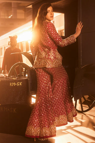 Red milan safarnama jacket set