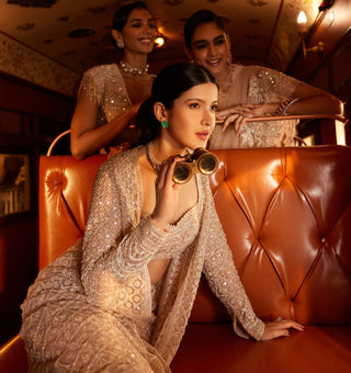 Beige mehfil safarnama jacket set