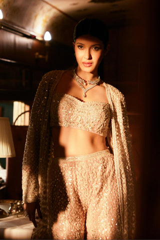 Beige mehfil safarnama jacket set