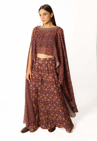 Adha purple cape and palazzo set