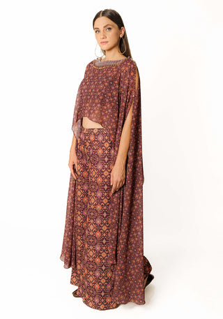 Adha purple cape and palazzo set
