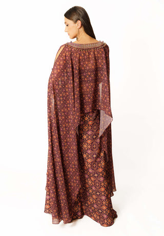 Adha purple cape and palazzo set