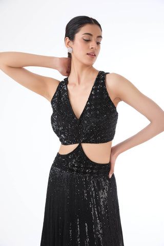 Adha black georgette gown