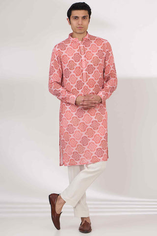 Pink bandhani kurta and pants