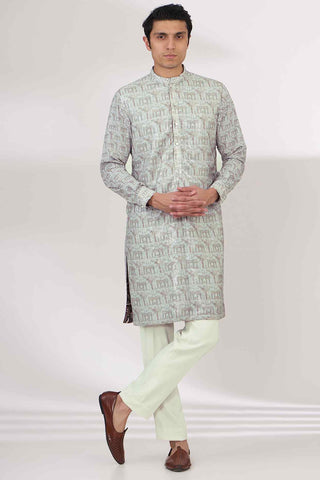Gray georgette kurta and pants