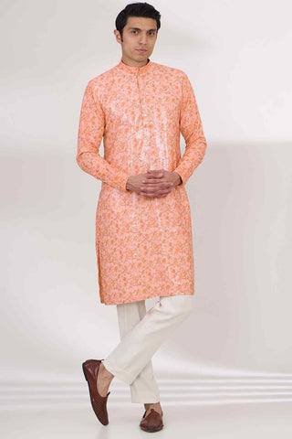 Peach sequin kurta and pants