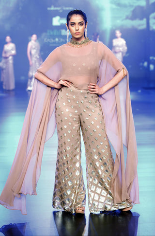 Gold sequin cape set