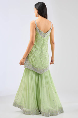 Green kurta gharara set