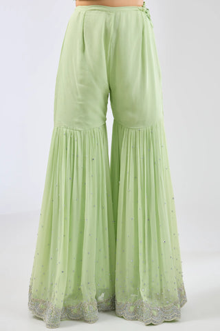 Green kurta gharara set