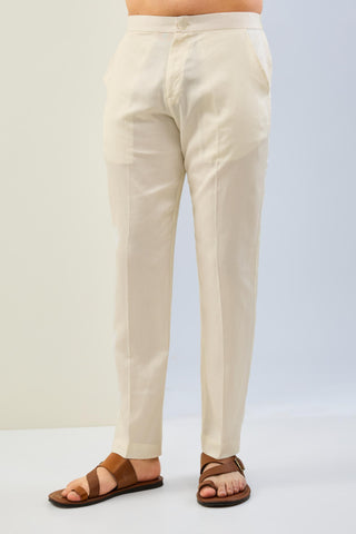 Offwhite fully embroidered tonal kurta with cotton silk pant