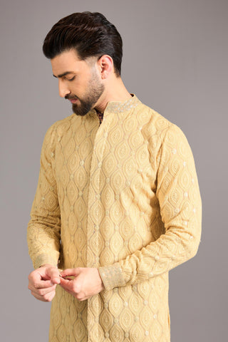 Gold leaf thread kurta set