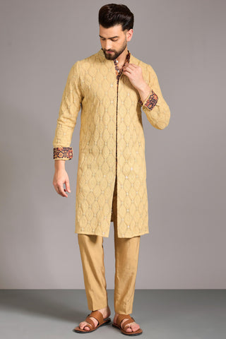 Gold leaf thread kurta set