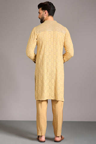 Gold leaf thread kurta set