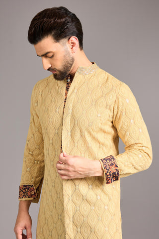 Gold leaf thread kurta set