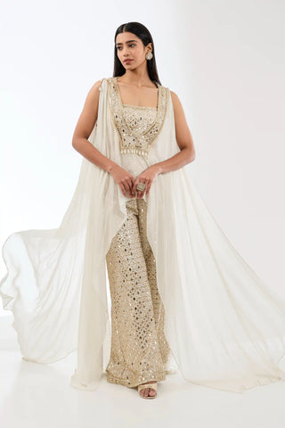 Rabia ivory cape and palazzo set