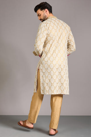 Gold with ivory unlined kurta set
