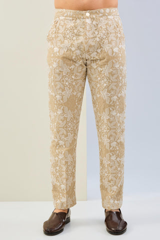 Nude georgette embroidered shirt and pajama