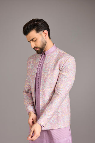 Pink dola silk indowestern set