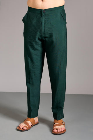 Green with multicolored thread kurta set