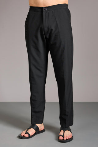 Black silk bandhini zig zag kurta set