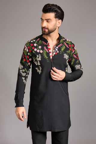 Black shoulder multicolor kurta set